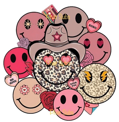 Sublimation Print Western Smiley Faces Print Ready to Press Heat Transfer $4.00