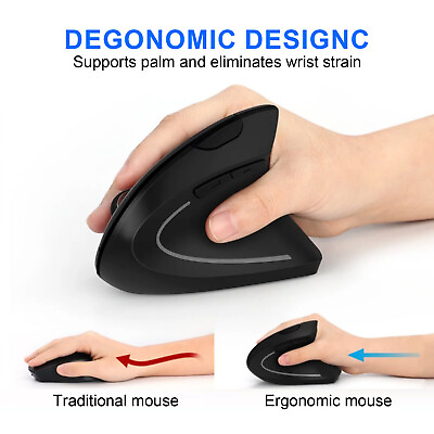 #ad Ergonomic Optical Vertical Mouse 1000 1600 DPI 5 Key Gaming Mice Wired Wireless $9.99