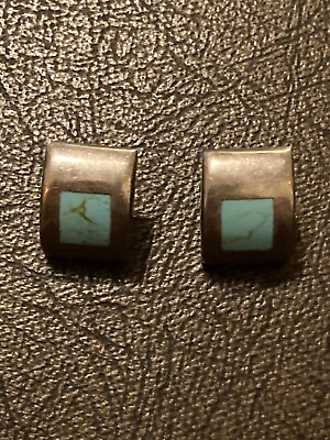 #ad Turquoise Earrings Vintage Sterling Silver Mexico $35.00