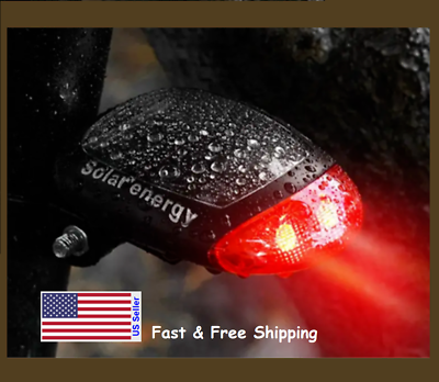 #ad Solar Power Bicycle Bright Red LED Rear Tail Light FAST FREE Shipping. No cords $11.96