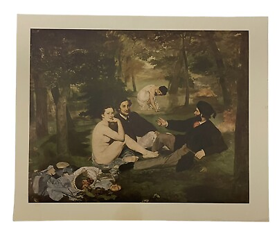 #ad Manet 1863 Luncheon On The Grass 11 1 2quot; x 9 1 2quot; Vintage Art Print 1953 $12.99
