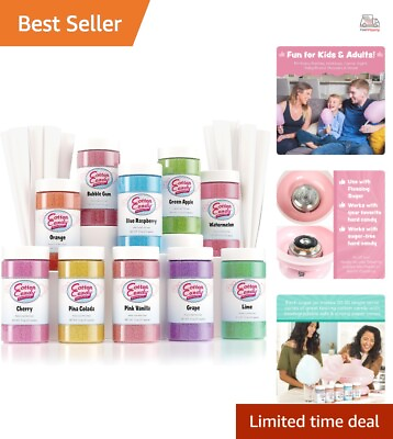 Assorted Flossing Sugars Variety Pack 10 Jars amp; 100 Paper Cones Use with ... $75.99