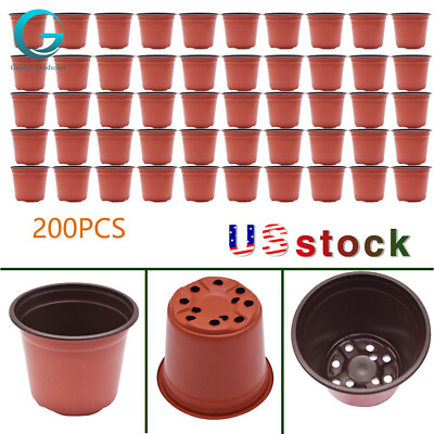 #ad 200Pcs Flower Pot Plastic Nursery Pot Seed Planting Plant Growing Box Storage $76.80