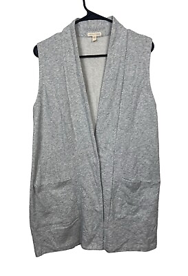 #ad Eileen Fisher Cotton Terry Sleeveless Cardigan Sweater Gray Women’s Size Small $32.00