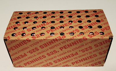#ad SEALED Bank Box 50 Rolls of Pennies $25 Face Value $50.00