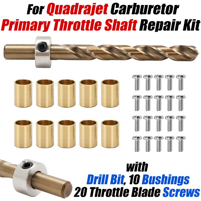 #ad For Quadrajet Carburetor Primary Throttle Shaft Bushing Kit w Drill Bit Screws $69.99