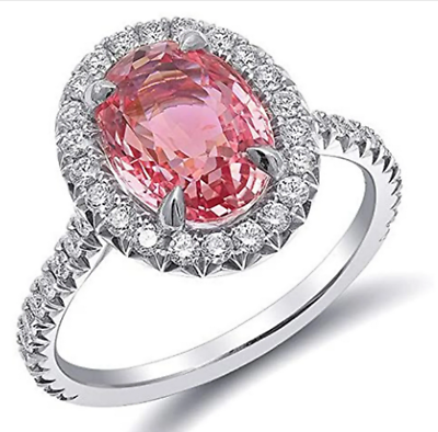 #ad Natural Padparadscha Sapphire 5.00 Carat Ring 925 Sterling Silver Handmade Ring $131.00