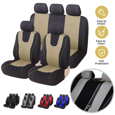 #ad Auto Full Car Seat Cover Cloth Polyester Front amp; Rear Seats Protector Universal $31.82