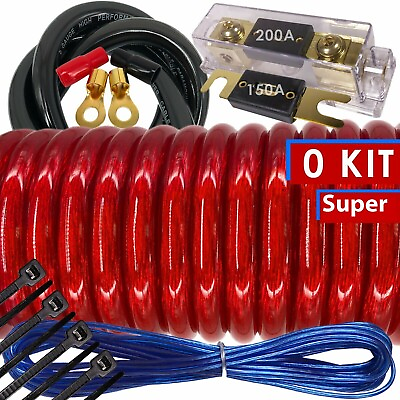 #ad BASS POWER 0 Gauge Amp Kit 7500 WTTS Amplifier Install Wiring 0 Ga Car Wires $38.99