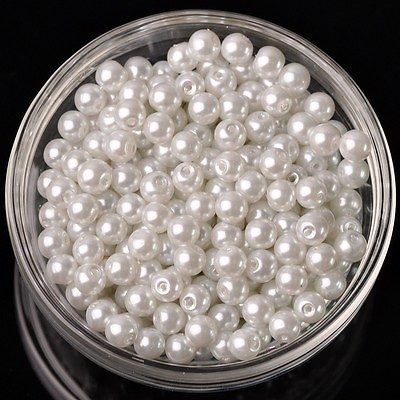 #ad 4mm 6mm 8mm Round Pearl Glass DIY Loose Spacer Beads Wholesale Lot $1.99