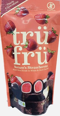 #ad Tru Fru WHITE amp; DARK Chocolate Covered Hyper Dried Natures Strawberries 2.1 oz $12.39