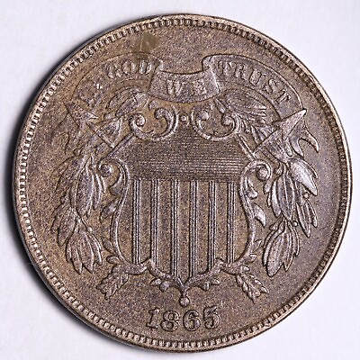 1865 Two 2 Cent Piece CHOICE AU FREE SHIPPING E894 RFK $85.16