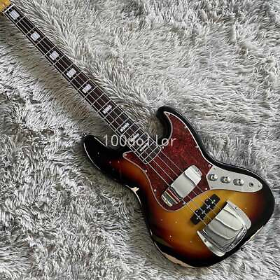 #ad Classic Vintage 3 Tone Sunburst Jazz Electric Bass Guitar Heavy Relic Solid Body $179.55