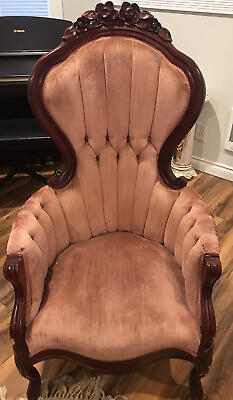 #ad Kimball Reproduction Victorian Kings Chair Honduras mahogany wood from Italy $4600.00