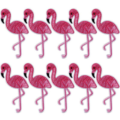 #ad 10PCS Flamingo Patch Embroidered Sew Iron On Bag Fabric Applique DIY Cra#x27;hf C $2.59