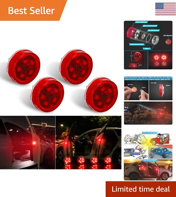 #ad 4 Pack Universal Wireless Car Door LED Warning Lights Red Strobe Lights $27.99