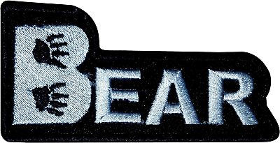 Bear White on Black Iron on Sew on Small Patch for Jacket Vest $4.62