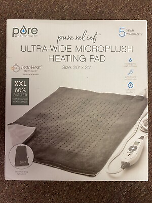 #ad Pure Enrichment Relief Ultra Wide Micro plush XXL Heating Pad 20 x 24 $44.99
