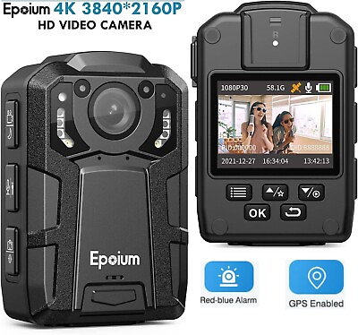 #ad Police Security Guard Camera 4K 2160P GPS Body worn Camera Audio Record 48MP Cam $95.92