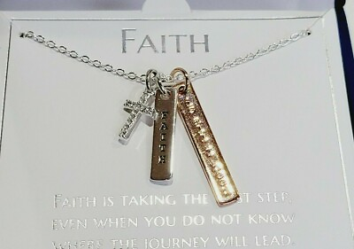 #ad New Brilliance quot;Faithquot; Silver amp; Gold Tone Necklace $39.00