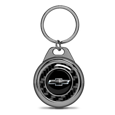 #ad Chevrolet Black Logo Carbon Fiber Gunmetal Roundel Metal Key Chain $25.95