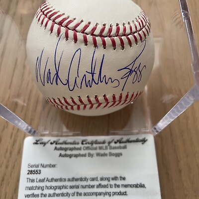#ad Wade Boggs Signed Autographed Official MLB Baseball Leaf COA Red Sox HOF w Cube $100.00