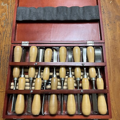 #ad 24 Piece Wood Carving Chisel Set Wood Carving Kit Large and Small Size Blade $35.00