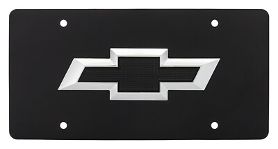 #ad Chevrolet Black Chrome Bowtie 3D Logo on Black License Plate Official Licensed $24.95