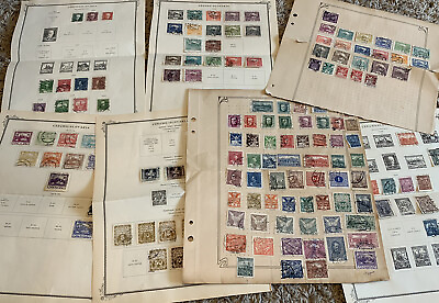 #ad CZECHOSLOVAKIA LOT OF STAMPS ON ALBUM PAGES MOSTLY FROM 1910#x27;s 1930#x27;s $85.85