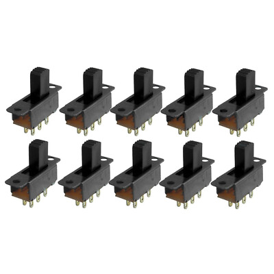 #ad 10x Mini Slide Switch 6 Pin 2 Position DPDT On On Slider Switches Black Tiny $6.45