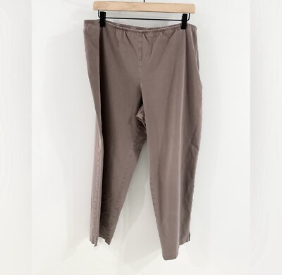 #ad Eileen Fisher Side Zip Organic Cotton Twill Cropped Pants Taupe Size Large $49.00