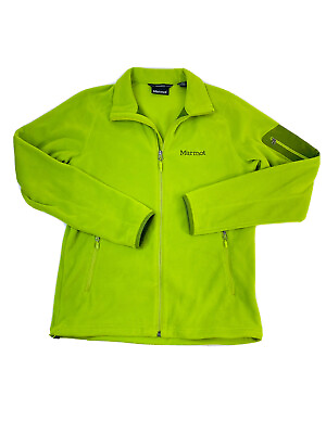 #ad Marmot Womens Small Spell Out Polartec Fleece Zip Sweatshirt Jacket Green $31.14