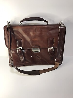 #ad Vintage Briefcase Vantaggio leather flap buckled bag $50.00