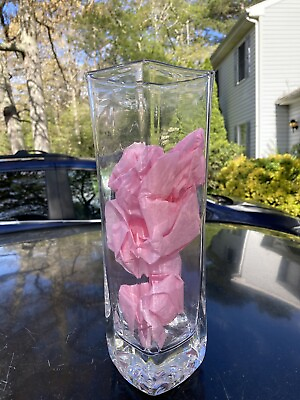 #ad Vintage Simon Pierce Crystal Glass Vase 11in. Woodbury Signed $89.99