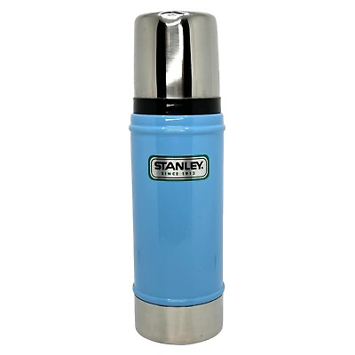 #ad Stanley Light Blue Vacuum Stainless Steel Tumbler Thermos Bottle 16 oz $21.95