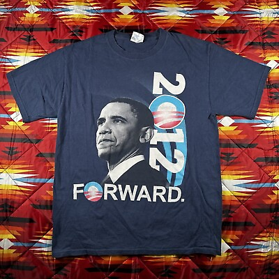 #ad Hanes 2012 Barack Obama Forward T Shirt Joe Biden Bernie Sanders Medium Blue Y2K $26.00