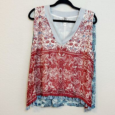#ad Ivy Jane Boutique Paisley Flowy Tank Small Rust Blue Small $32.86
