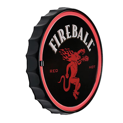 #ad Fireball Red Hot Neon LED Light Rope Sign Bottle Cap Shaped Bar Man Cave Decor $39.99