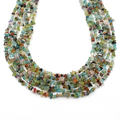 Natural Multi Smooth Nugget Uncut Chip Gemstone Jewelry Making 34 Inches Sales $12.54