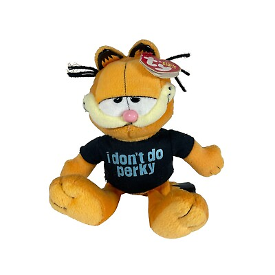 #ad GARFIELD TY Retired Beanie Baby Garfield Cat Plush 2007 I Don#x27;t Do Perky $14.94