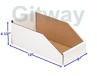 #ad 50 6quot; X 12quot; x 4 1 2quot; Corrugated Cardboard Open Top Storage Parts Bin Bins Boxes $59.22