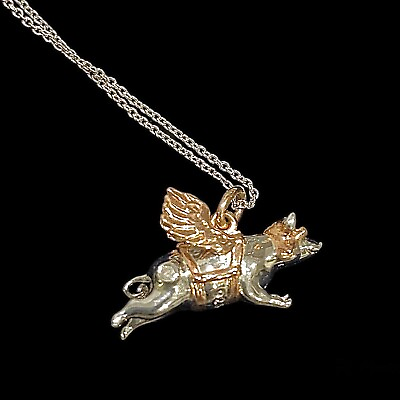 #ad Hot Diamonds Necklace Chops Away Silver amp; Rose Gold Pig Excellent Condition GBP 45.00