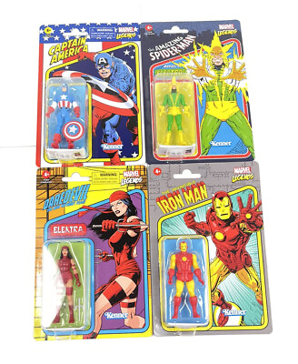 #ad Lot Of 4 Marvel Legends Retro 3.75quot; Figures Elektra Captain America Electro Iron $49.63