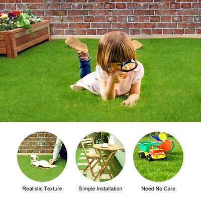 #ad Artificial Grass Mat Synthetic Turf Fake Lawn Mat Green Plastic Garden Decor $10.63