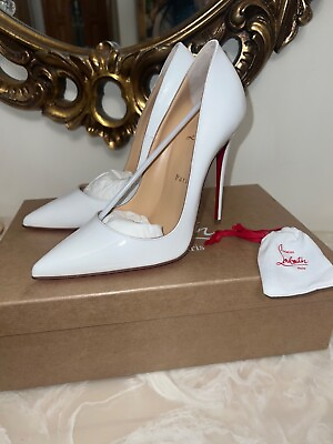 #ad Christian Louboutin Kate Nappa 120mm Heel Leather White Pump $500.00