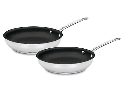 #ad Cuisinart Chef#x27;s Classic Stainless Nonstick 2 Piece 9 Inch amp; 11 Inch Skillet Set $64.94