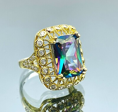 #ad Women Mystic Topaz Colorful Stone 925 Sterling Silver Ring Handmade Gift For Her $44.00