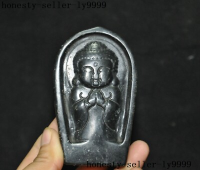 #ad Tibet Meteorite iron Shakyamuni Sakyamuni Shakya Mani Buddha Thangka Pendant $24.65