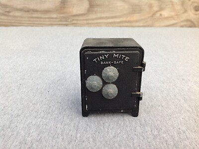 #ad Vintage Bullseye Arrow USA Tiny Mite Cast Iron Combination Safe Bank $65.00