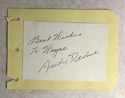 ANDY DEVINE Famous Actor Signed Autograph With Authenticity Invoice Not Included $148.76